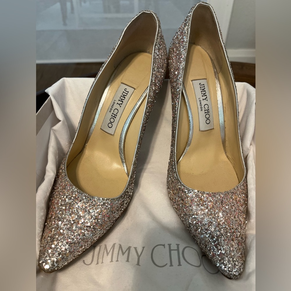 Jimmy Choo Romy Viola Mix Glitter Heels